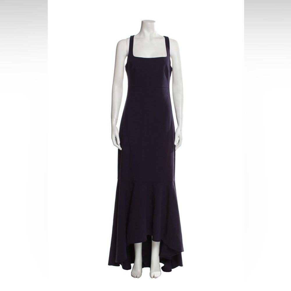 Dark blue square neck fitted formal dress from Likely.
